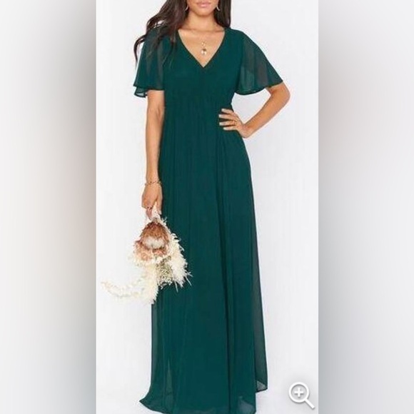 Show Me Your MuMu Dresses & Skirts - NWT SHOW ME YOUR MUMU EMILY EMPIRE MAXI DRESS EMERALD CHIFFON XXS